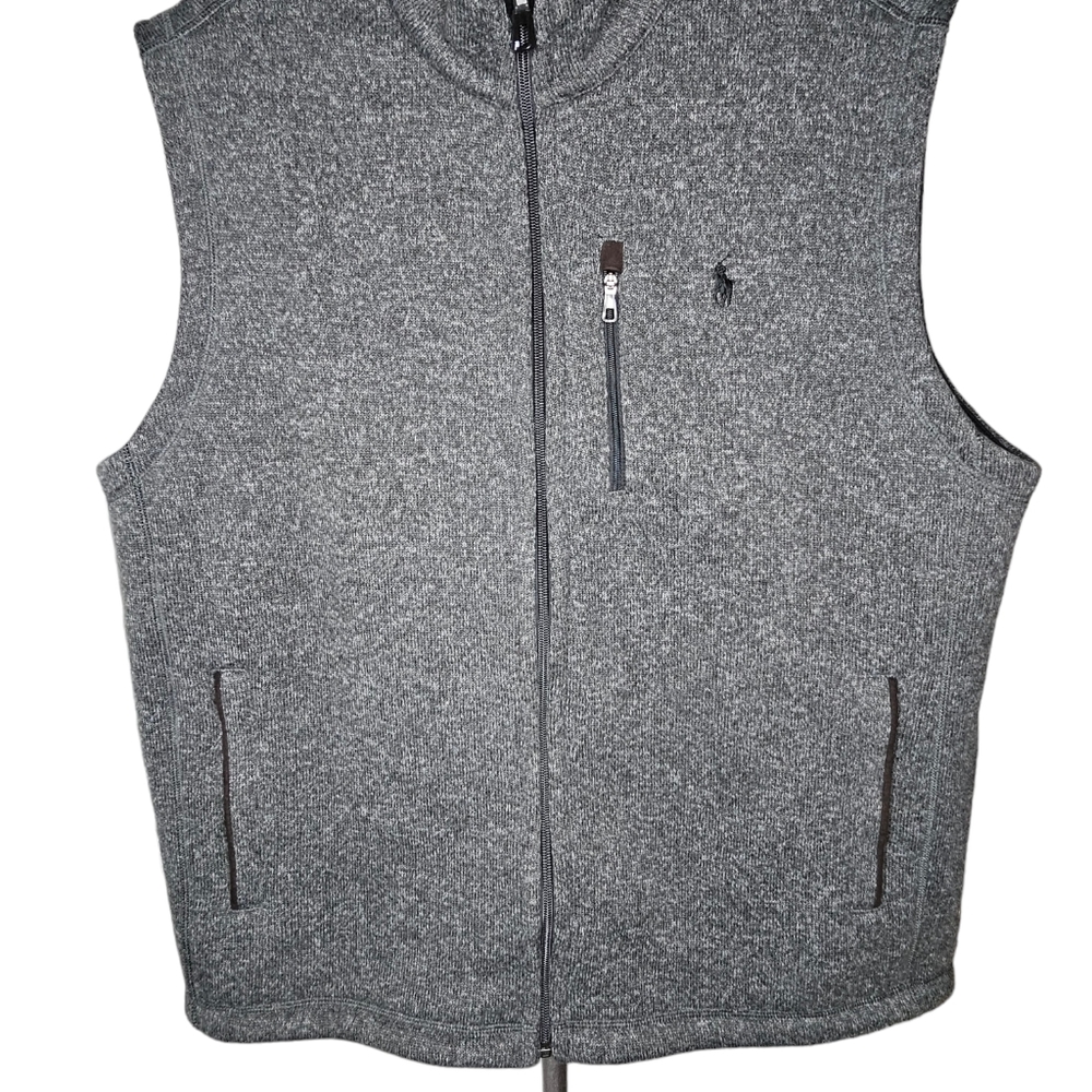 Polo Ralph Lauren Performance Vest Fleece Men's XL Full Zip Gray Black Pony